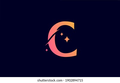 C pink yellow gradient alphabet letter logo for company with stars. Branding for lettering and identity. Creative template design for business icon