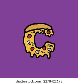 c from pizza vector fast food alphabet and number