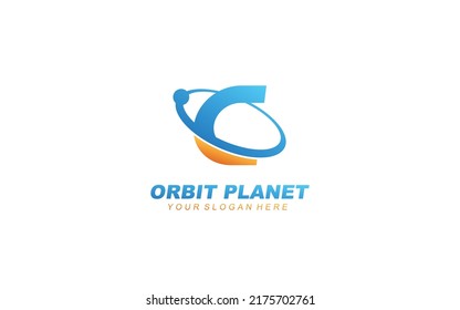 C planet logo design inspiration. Vector letter template design for brand.