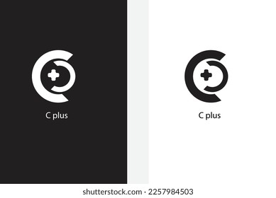 C plus Logo Design schwarz und Vektorgrafik