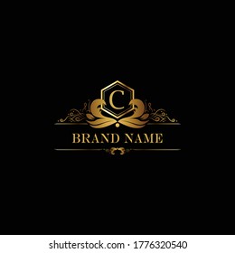 C premium luxury gold monogram logo. C letter logo. C monogram luxury gold logo.
