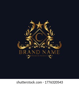 C premium luxury gold monogram logo. C letter logo. C monogram luxury gold logo.
