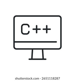 Ícones de vetor de linha fina do Programa C++