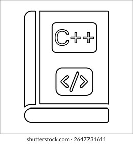 Linguagem de programação C Ícone do livro, gráficos de vetor de linha