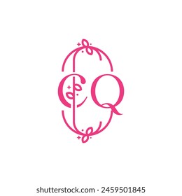 C Q CQ Vector de belleza logotipo inicial, logotipo de escritura a mano de firma inicial, boda, moda, joyería, boutique, floral y botánica con Plantilla creativa