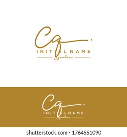 C Q CQ Erstmalige Handschrift und Logo der Unterschrift.