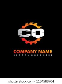 C Q Initial with gear template vector