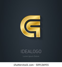 C and Q initial, gold logo. Metallic 3d icon or logotype template. Vector design element.