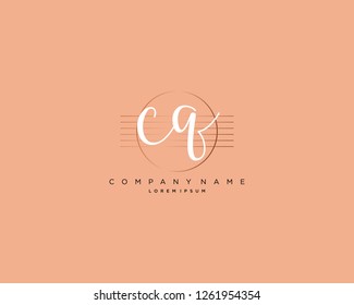 C Q initial handwriting logo vector