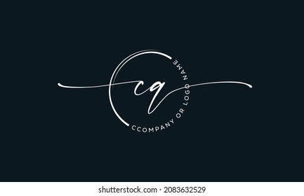 C Q Initial handwriting signature logo, initial signature, elegant logo design
vector template.