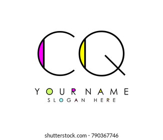 C & Q initial minimalist logo template vector