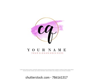 C Q Initial water color logo template vector