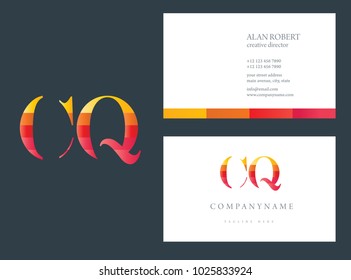 C & Q  joint logo multi color letter design with business card template