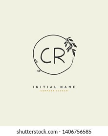 C R CR Beauty vector initial logo, handwriting logo of wedding, fashion, jewerly, heraldic, boutique, floral and botanical with creative template for any company or business.