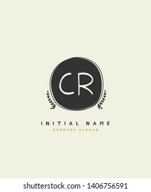 C R CR Beauty vector initial logo, handwriting logo of wedding, fashion, jewerly, heraldic, boutique, floral and botanical with creative template for any company or business.