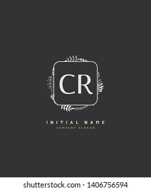 C R CR Beauty vector initial logo, handwriting logo of wedding, fashion, jewerly, heraldic, boutique, floral and botanical with creative template for any company or business.
