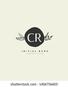 C R CR Beauty vector initial logo, handwriting logo of wedding, fashion, jewerly, heraldic, boutique, floral and botanical with creative template for any company or business.