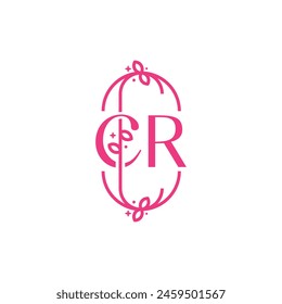 C R CR Beauty vector initial logo, handwriting logo of initial signature, wedding, fashion, jewelry, boutique, floral and botanical with creative template