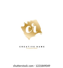 C R CR Initial logo template vector