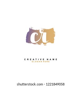 C R CR Initial logo template vector