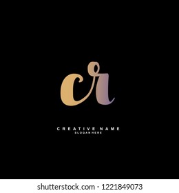 C R CR Initial logo template vector