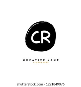 C R CR Initial logo template vector