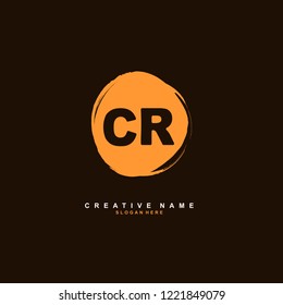 C R CR Initial logo template vector