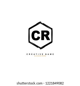 C R CR Initial logo template vector