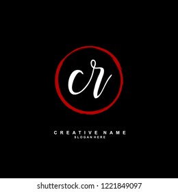 C R CR Initial logo template vector