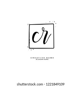 C R CR Initial logo template vector