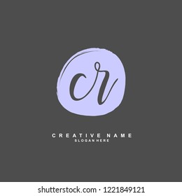 C R CR Initial logo template vector