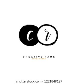 C R CR Initial logo template vector