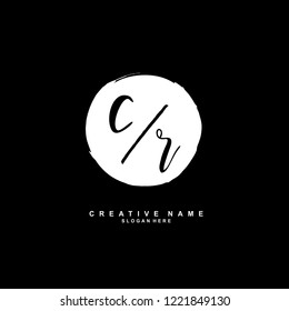 C R CR Initial logo template vector