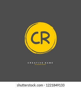 C R CR Initial logo template vector