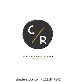 C R CR Initial logo template vector