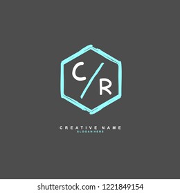 C R CR Initial logo template vector