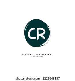 C R CR Initial logo template vector
