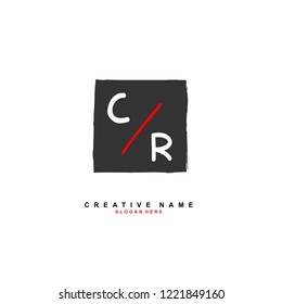 C R CR Initial logo template vector