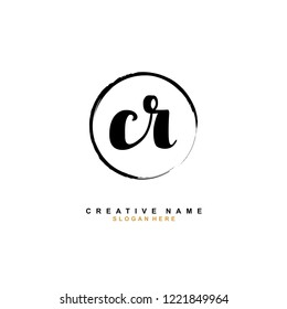 C R CR Initial logo template vector