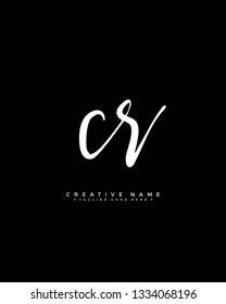 C R CR initial logo signature vector. Handwriting concept logo.
