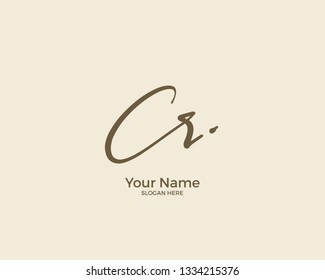 C R CR initial logo signature vector. Handwriting concept logo.