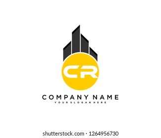 C R Initial building logo concept - Vector