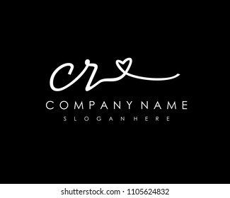 C R Initial handwriting logo vector