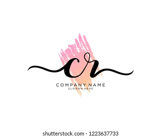 C R Initial handwriting logo vector