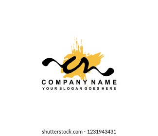 C R Initial Handwriting Logo Template