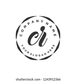 C R Initial handwriting logo vector