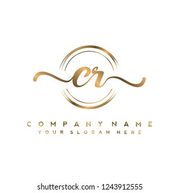 C R Initial handwriting logo vector