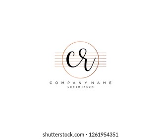 C R initial handwriting logo vector