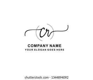 C R Initial Handwriting Logo Template