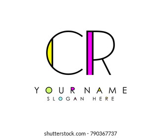 C & R initial minimalist logo template vector